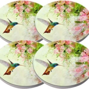 Fashion Personalized Ceramic Coasters - Hummingbird Art