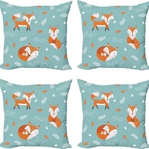 Fox Print Throw Pillow Cushion Case (Pack of 4)