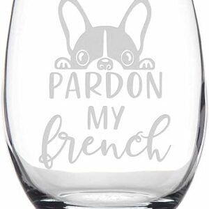 French Bulldog Stemless Wine Glass