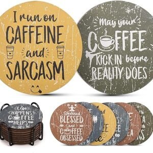 Funny Coasters for Coffee Table - Set of 8