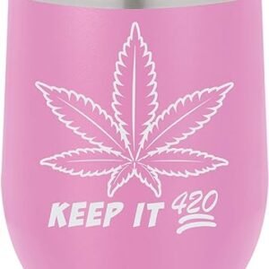 Funny Weed Leaf Design Insulated Wine Tumbler, 12 Oz