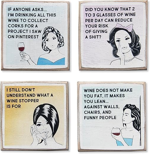Funny Wine Coasters with Holder