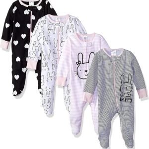 Gerber Baby-Girls 4-Pack Footie Pajamas