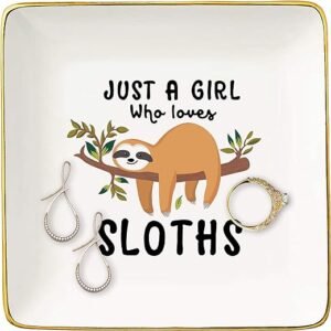 Girl's Sloth Ceramic Jewelry Holder