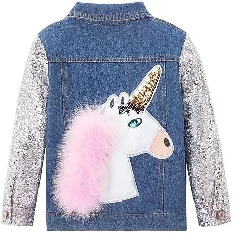 Girls' Unicorn Sparkly Denim Jacket