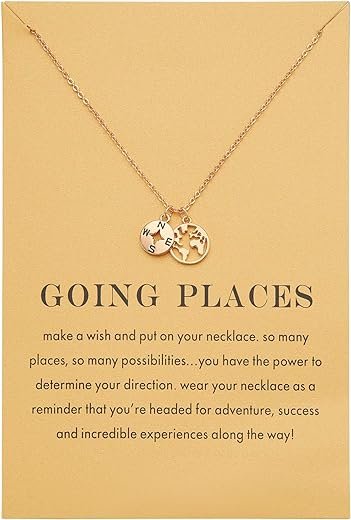 Gold Plated Compass Pendant Necklace