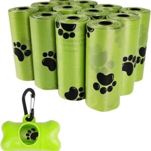 Green Dog Poop Bags with Dispenser
