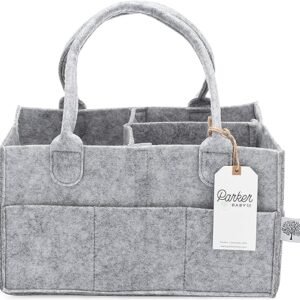 Grey Diaper Caddy - Nursery Organizer