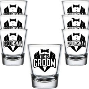 Groom & Groomsman Tuxedo Shot Glasses