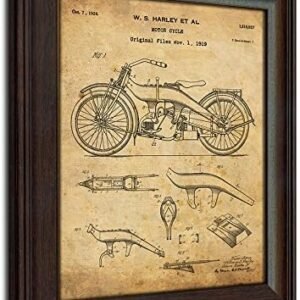 Harley Davidson Motorcycle Patent Print-Framed 14x17