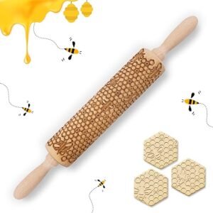 Honeycomb Wooden Rolling Pin for Cookie Decorating