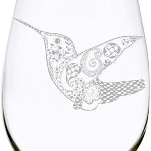 Hummingbird Stemless Wine Glass - Personalized Gift