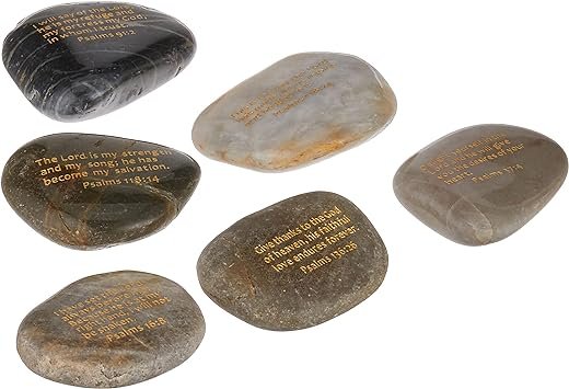 Inspirational Polished River Stones, Set of 6