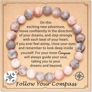 Inspirational Stone Compass Bracelet for Retirement