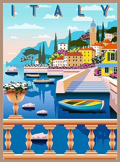 Italy Retro Travel Posters. Glossy Wall Print (Amalfi Coast)