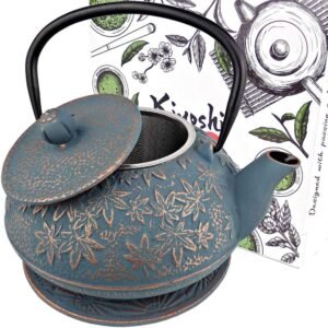 Japanese Cast Iron Teapot Set - Blue