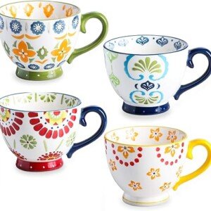 Large Black Ceramic Coffee Mug Set