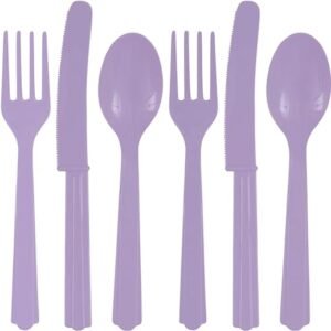 Lavender Plastic Cutlery Set - Party Supplies