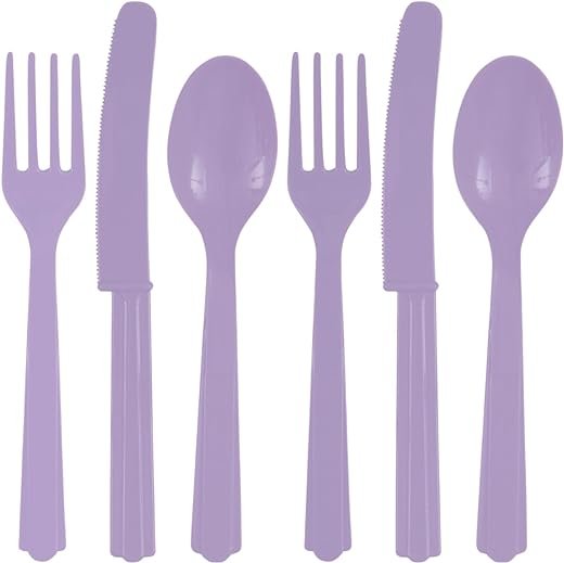 Lavender Plastic Cutlery Set - Party Supplies