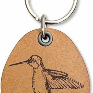 Leather Hummingbird Keychain - Bird Gift