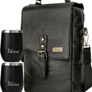 Leather Wine Tote Bag & Tumblers