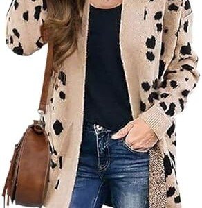 Leopard Print Knitted Sweater Cardigan