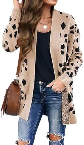 Leopard Print Knitted Sweater Cardigan
