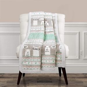 Lush Decor Llama Stripe Sherpa Throw Blanket