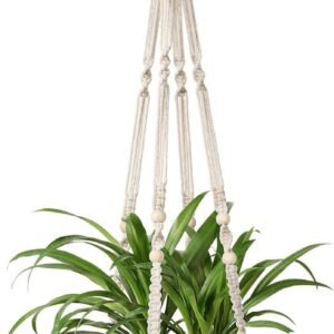 Macrame Plant Hanger with Wood Beads