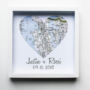 Map Heart Wedding Framed Art