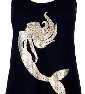 Mermaid Floral Gold Foil Tank Top