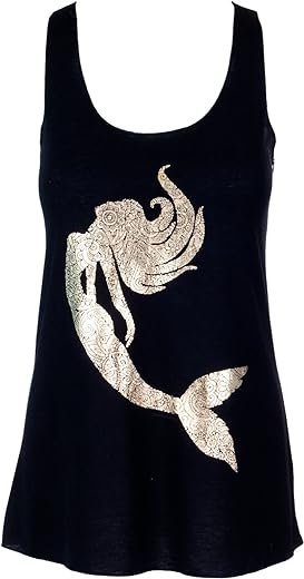 Mermaid Floral Gold Foil Tank Top