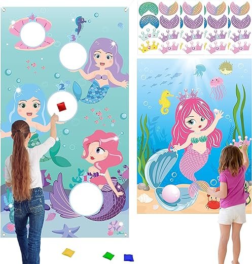 Mermaid Toss Sticker Game with Bean Bags