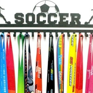 Metal Wall Mount Soccer Medal Hanger - Black