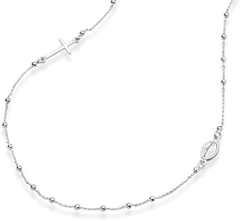 Miabella Sterling Silver Rosary Necklace (18 Inches)