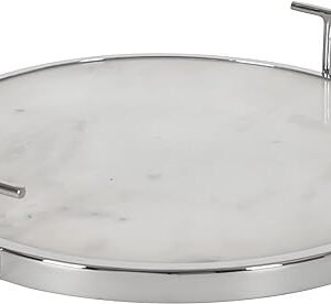 Modern Round Marble Tray, Silver