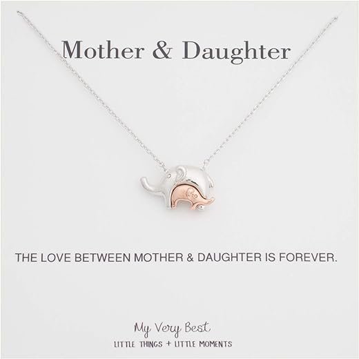 Mother's Embrace Elephant Necklace - Rose Gold/Silver