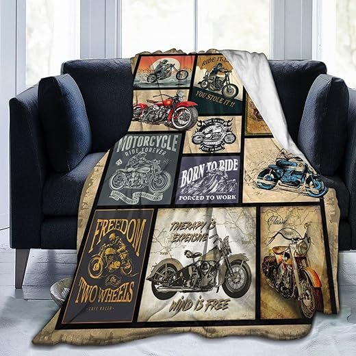Motorcycle Blanket - Cozy Gift for Men & Women
