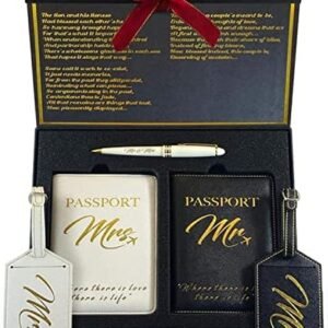 Mr and Mrs Luggage Tags & Passport Holder Set