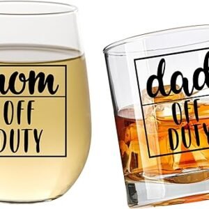 Off Duty Mom & Dad Wine Whiskey Set