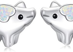 Opal Pig Stud Earrings - Small, Cute, Sterling Silver
