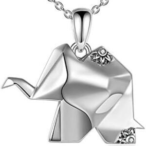 Origami Elephant Necklace - Sterling Silver Jewelry