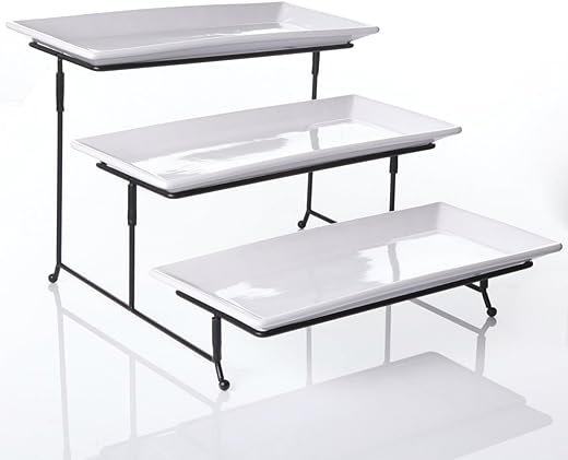 Partito Bella Swivel Plate Rack Stand with Porcelain Platters