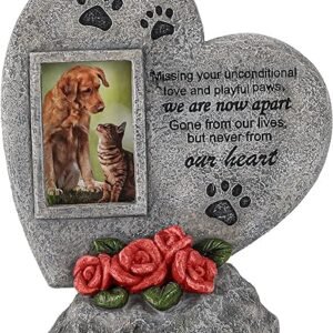 Paw Print Pet Memorial Stone with Picture Frame