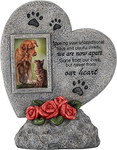 Paw Print Pet Memorial Stone with Picture Frame