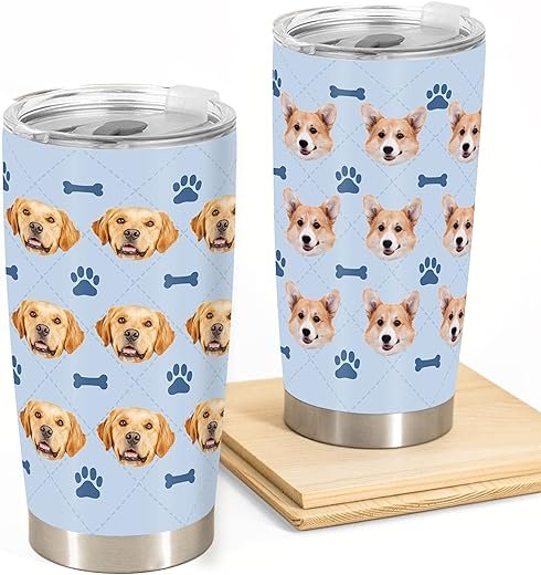 Personalized Dog Face Tumbler - Custom Gift