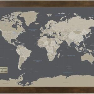 Personalized Earth Toned Push Pin Travel Map