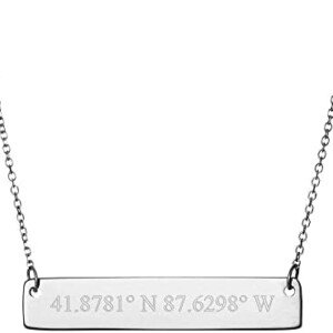 Personalized Engraved Silver Coordinate Necklace - Gift for Her