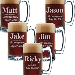 Personalized Groomsmen Beer Glasses - Custom Engraved