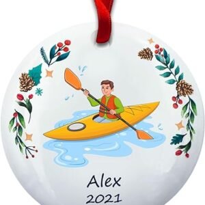 Personalized Male Kayaker Christmas Ornament